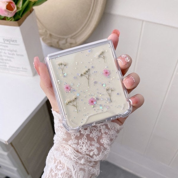 Gypsophila-telefondeksel for Galaxy Z Flip3 rosa szq