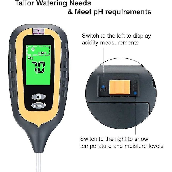 Morthan 4-i-1 jordtester, jordtester, fugtighed, lys, temperatursensor, Ph-syreindikator, til