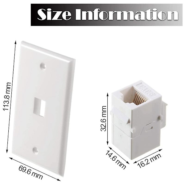 8 kappaletta Ethernet-seinälevyä, Rj45 Cat6 naaras naaras liitinlevy Ethernet-kaapeli