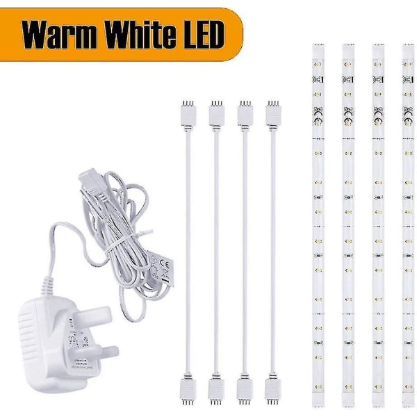 Led-nauhat keittiön kaapin/kaapin alle, liitettävät pistorasiaan kytkettävät valopalkit hyllylle, kaapille, esittelyyn, sängyn viereen, tiskialtaan alle (lämmin valkoinen, 4 x 30 cm) li