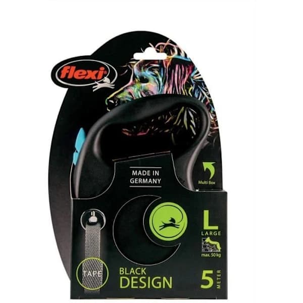 Line retriever - Flexi - FU32T5-251-S-CHBL - 5m - Sort/Blå - Til hunde op til 50kg sort blå[CO]