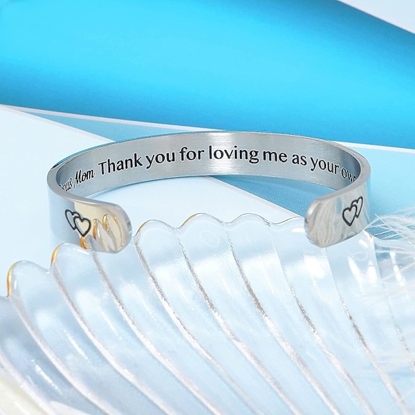 Rostfritt stål silver manschett armband inspirerande graverad mantra armband present