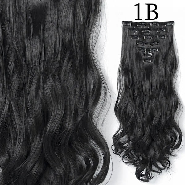 22 Tommer 16 Klipp Hår Extensions Lang Rett Frisyre Syntetisk Blond Svart Frisyre Varmebestandig Falskt Hår 1B 24 Tommer