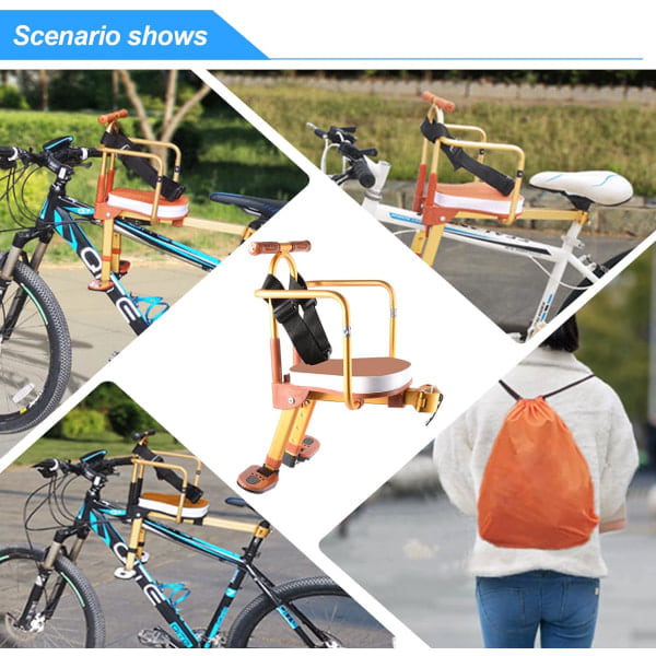 Ny børnecykelsæde i aluminiumslegering, børnecykelsæde, bærbar foldbar frontmonteret børnecykelsæde, mountainbike-sikkerhed for børn