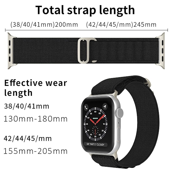 Apple Watch 38/40/41 mm Armbånd Alpine Pro Loop Sort