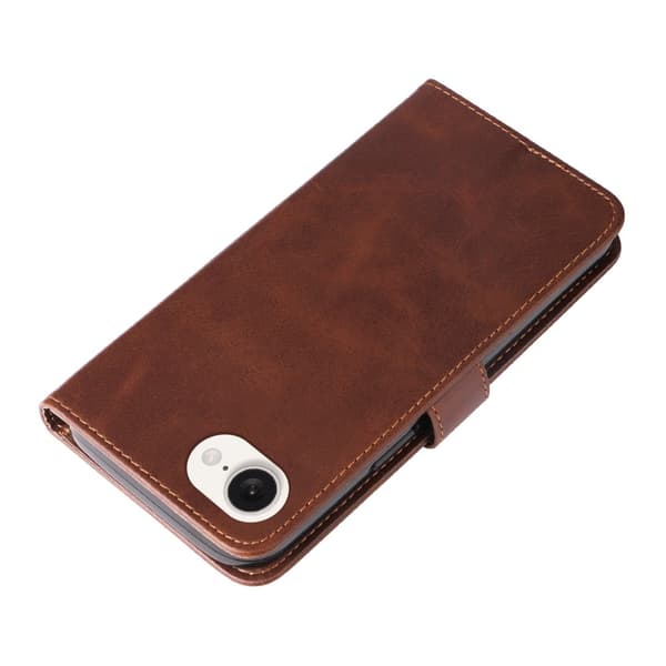 iPhone 16e Classic Zipper Wallet Case - Brown Brun brown