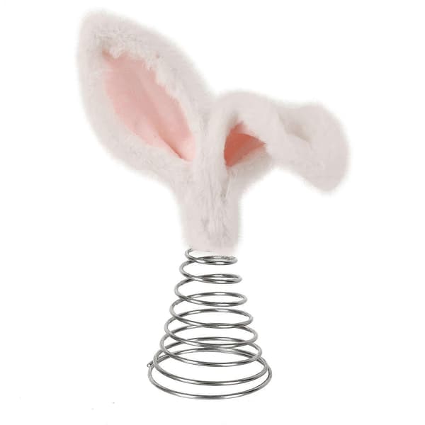 Easter Bunny Tree Topper Decoration - White Feather Rabbit Ornament for Christmas and Easter Holiday Home Decor