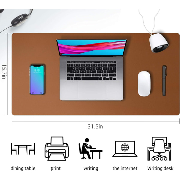 Leather Desk Pad Protector, Mouse Pad, Office Desk Mat, Non-Slip PU Leather Desk Blotter, Laptop Pad
