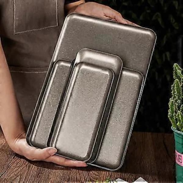 Rektangulær Serveringsbakke, Køkkenbageplade, Madbakke, Opbevaringsbakke, Bageplade til Madlavning Restaurant (22cmx9.7cm)[CO]