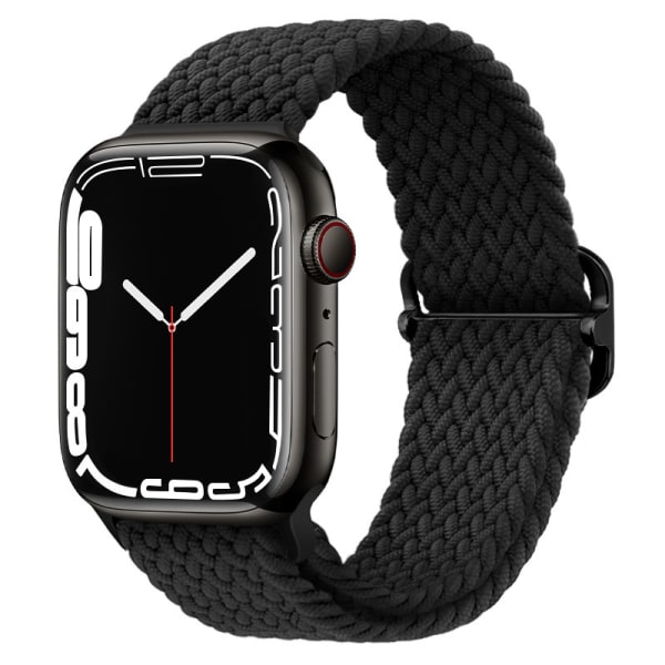Vävt tygarmband kompatibelt med Apple Watch 42/44/45/49 mm, svart
