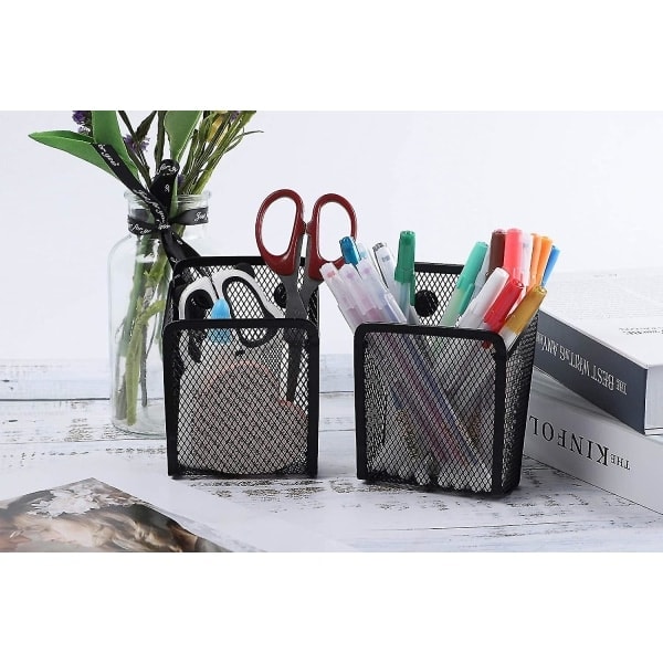 2-pack magnetisk pennhållare, mesh förvaringskorg Organizer med extra stark magnet