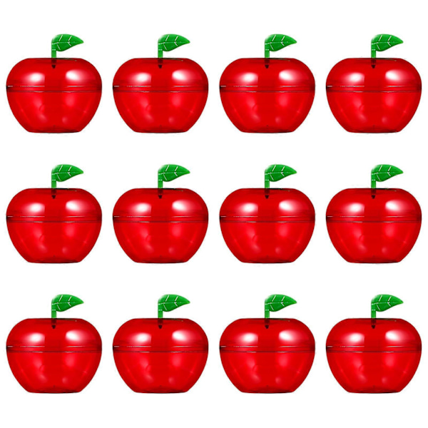 12 pcs Christmas Plastic Apple-shaped Chocolate Candy Box Storage Box (Red)