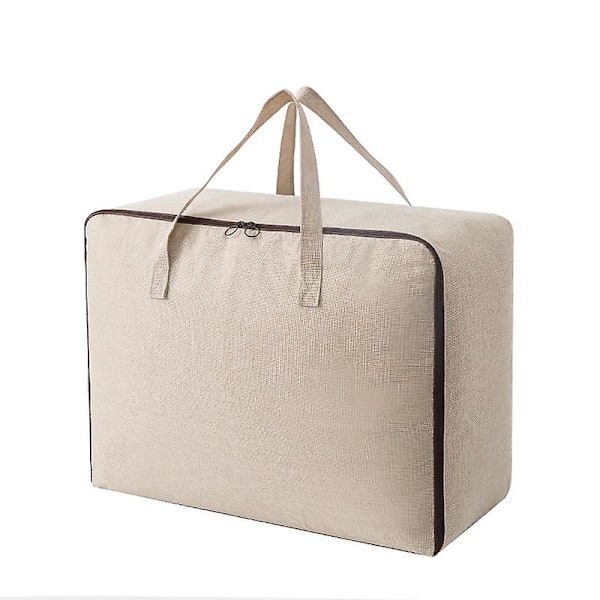 2 andningsbara mjuka förvaringsväskor i canvas med handtag beige