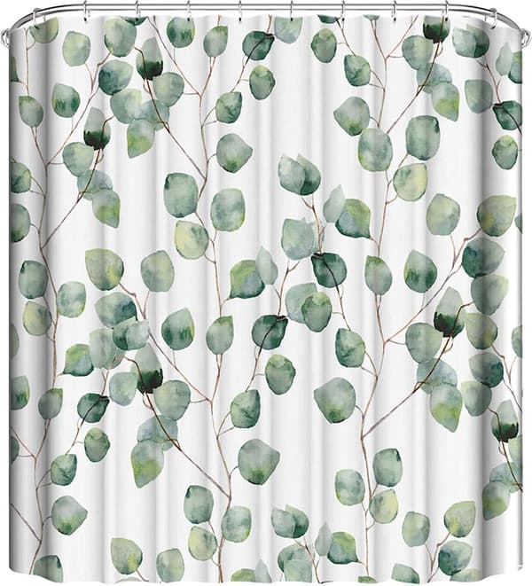 Dusjforheng, grønne blader, 180x180 cm, vanntett polyester, baderomsdekorasjon til hjemmet