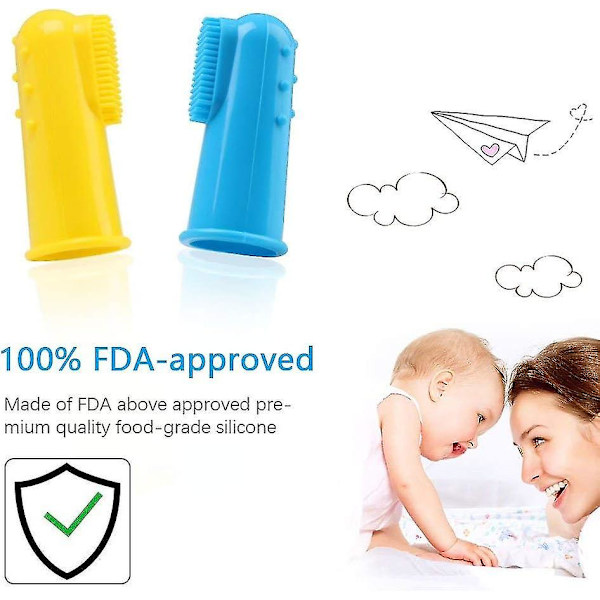 6-pack silikon baby fingerborste set matkvalitet tandborste rengöring munmassager