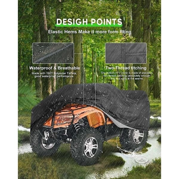 ATV-överdrag med reflexränder, kraftigt vattentätt andningsbart 210D polyester, universell passform, vindtätt spänne, skydd för alla årstider [CO]
