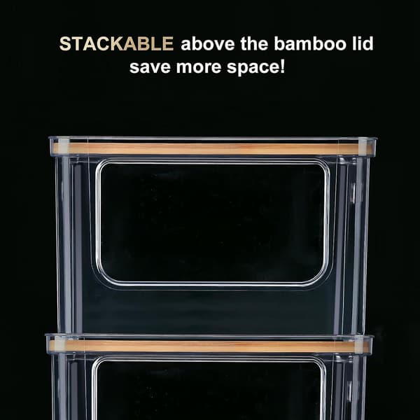 Stackable Storage Box with Bamboo Lid for Kitchen & Laundry Room, Extra Large DUX Trash Bag Dispenser