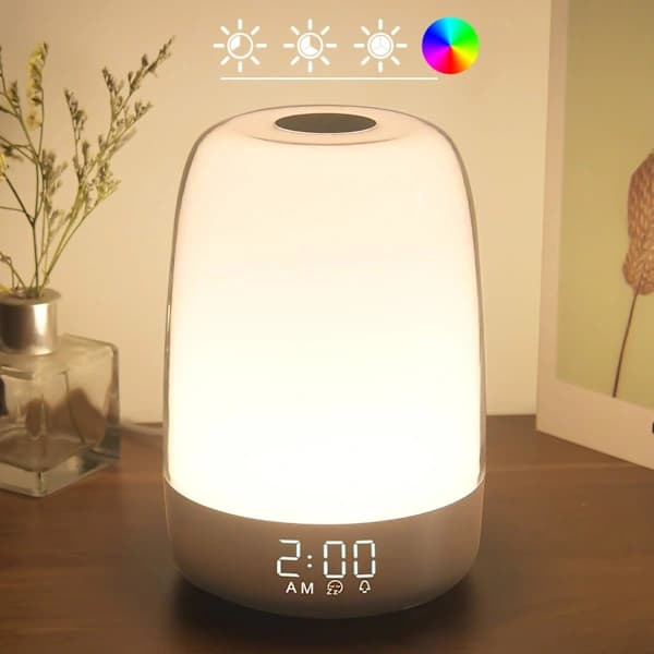 Touch Wake Up Nattlampa med Soluppgångssimuleringsväckarklocka, 3[CO]