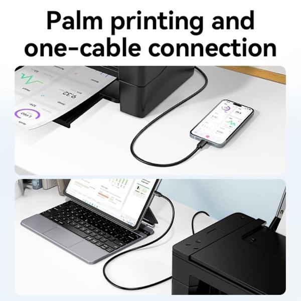 JASOZ 1.5m USB-C - USB Type B 2.0 -kaapeli, musta