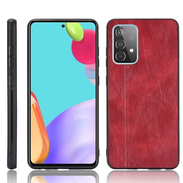 Samsung Galaxy A52 / A52s - Nahkapäällysteinen Hybridikuori - Punainen Red Punainen