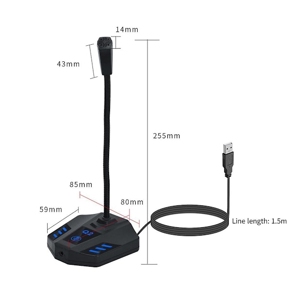 Q2 Desktop Svanehals Kondensatormikrofon Xlr Konferencemikrofon Til Møder/stemme/spil, Usb