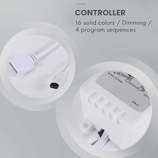 Led Rgb Controller Control Ir Fb 24 Nøgler Hvid 12v