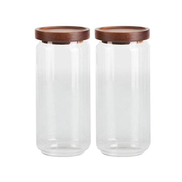 Opbevaringsglas med låg 1 liter [2 x 1000 ml] - Elegant glasbeholder med låg sæt