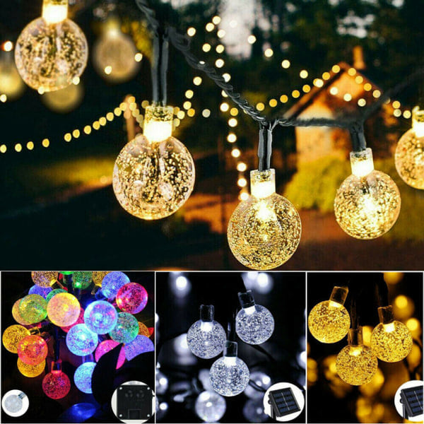 20 30 50 LED-slingor Utomhus Solcell Trädgård Bröllopsfest F Gul 6.5M30LED