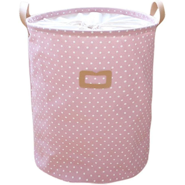 Hopfällbar rund tvättkorg för barn med handtag för sovrum (rosa)