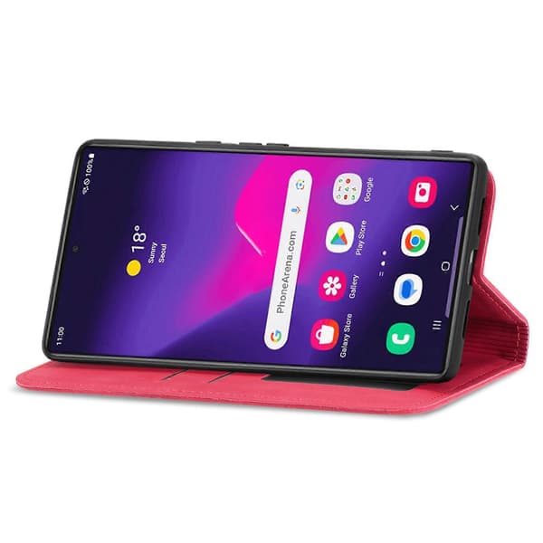 Retro Magnetic Leather Case with Skin Feel Red