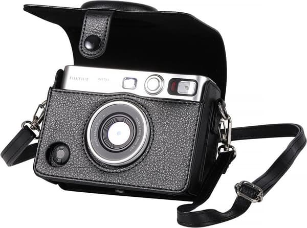 Fujifilm Instax Mini Evo Kamerataske, PU Lædercover Med Rem, Støv- Og Ridsebeskyttelse Til Rejser, Sort