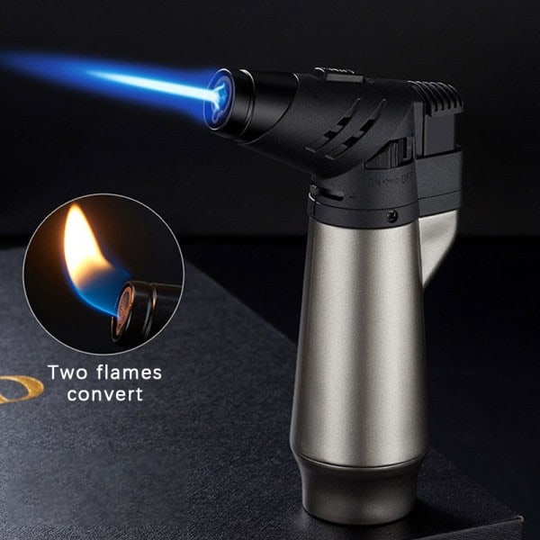 2 i 1 vindtett Turbo Gas lighter Sveisebrenner Matlaging Baking Sølv onesize