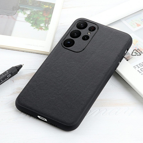Samsung Galaxy S23 Ultra Cover Ægte Læder Sort