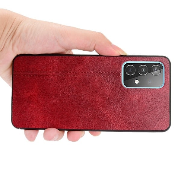 Samsung Galaxy A52 / A52s - Nahkapäällysteinen Hybridikuori - Punainen Red Punainen