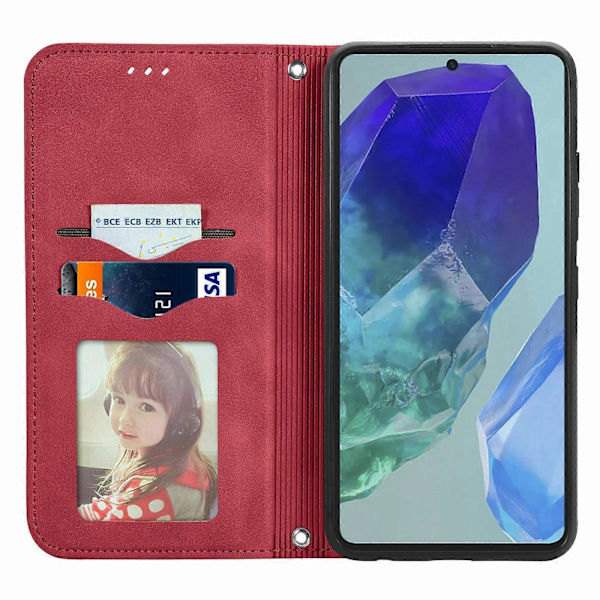 Retro Magnetic Leather Case with Skin Feel Red