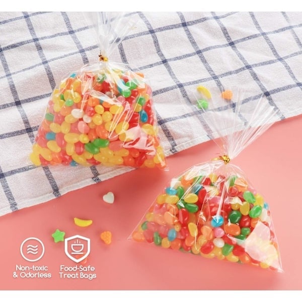 200 stk Klar Plastikpose OPP-pose 15x20cm Cellofan Slikpose Transparent Gavepose med Twist Tie 10cm til
