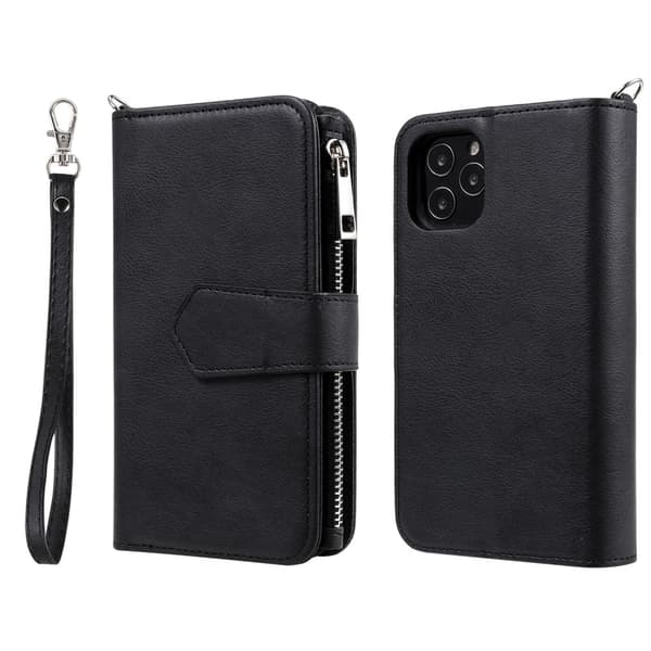 iPhone 12 / 12 Pro - 2i1 Magnet Cover / Pung Etui - Sort Sort Black Svart