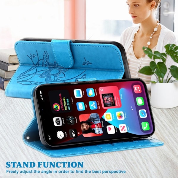 iPhone 14 Pro Etui Lotus Blomst Blå