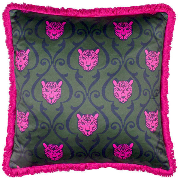 Paoletti Lupita Duske Cheetah Putetrekk 50cm x 50cm Emera Smaragd/Rosa 50cm x 50cm