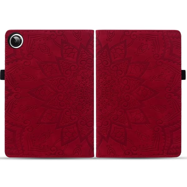Samsung Galaxy Tab A9+ / A11+ Embossed Calf Texture Leather Case Röd