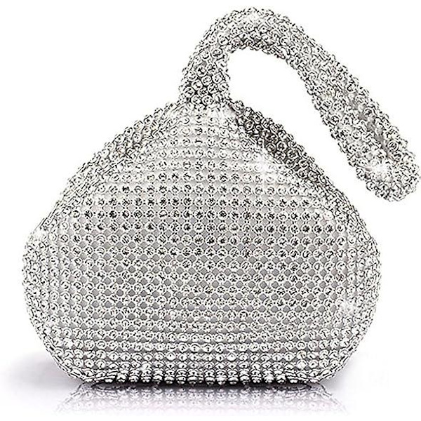 Kvinners trekantformede glitrende veske med kroneformet eske, clutch, luksuriøs aftenveske, festveske