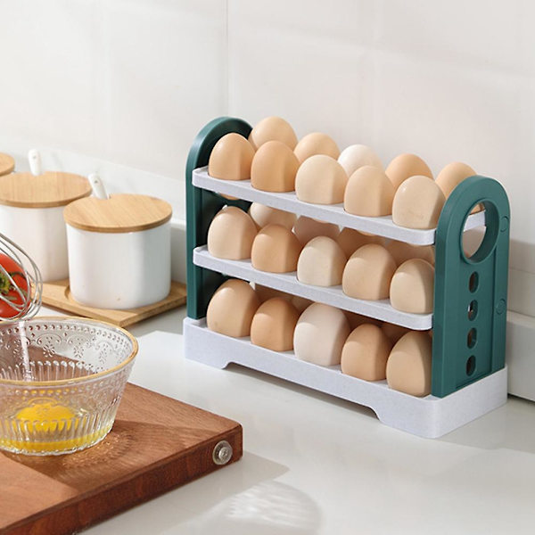 Nytt kjøleskap egg oppbevaringsboks roterende kjøleskap egg holder etui plassbesparende egg arrangør inneholde