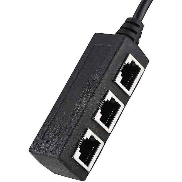 Ethernet-kabeladapter, splitteradapter for Ethernet-forlengelseskabel 1 hann til 3 hunnport splitter med overføringskontakt