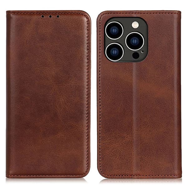 iPhone 16 Pro Fodral Flip Läder Brun 90