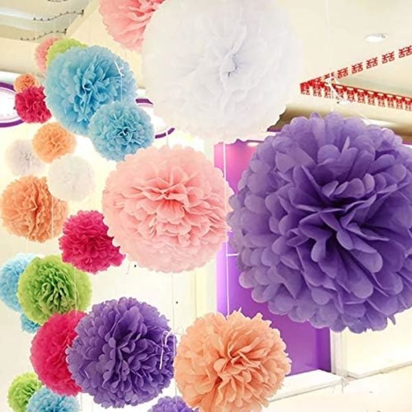 Silkepapir Pom Poms, Pom Pom Papirblomster Dekorasjoner for Festdekorasjoner Bryllupsdekorasjoner Fødselsdagsfeiring - 15 Pakke 8, 10, 14 Tommer