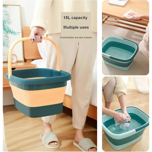 Foldable Foot Bath with Massage, Collapsible Pedicure Basin, Large Portable