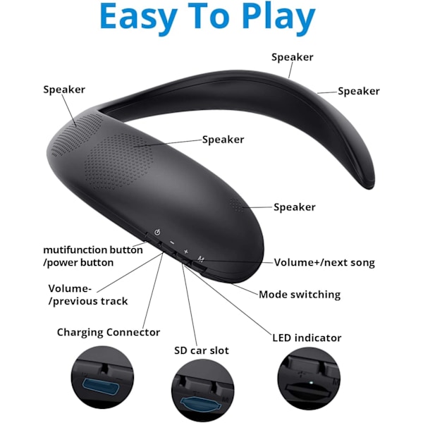 Bärbar Bluetooth 5.0-högtalare, HS trådlös Bluetooth -högtalare