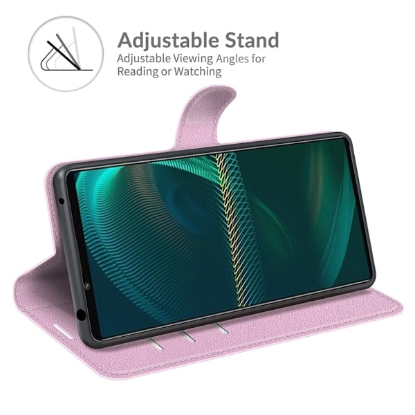 Sony Xperia 5 III Etui Litchi Læder Lys Pink