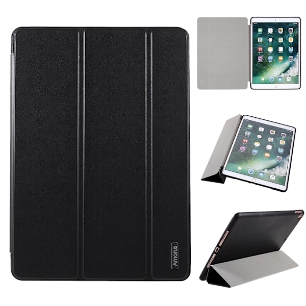 AMORUS iPad 10.2 2019/2020/2021 Kotelo Tri-Fold Musta Musta