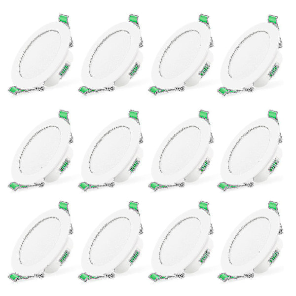 12 stk. 7W Vita LED Downlights Indbyggede Loftslamper Slanke Spotlights Høj Kvalitet - Yvan